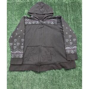 Womens Charcoal Gray Tribal Print Zip Up Hoodie Jacket